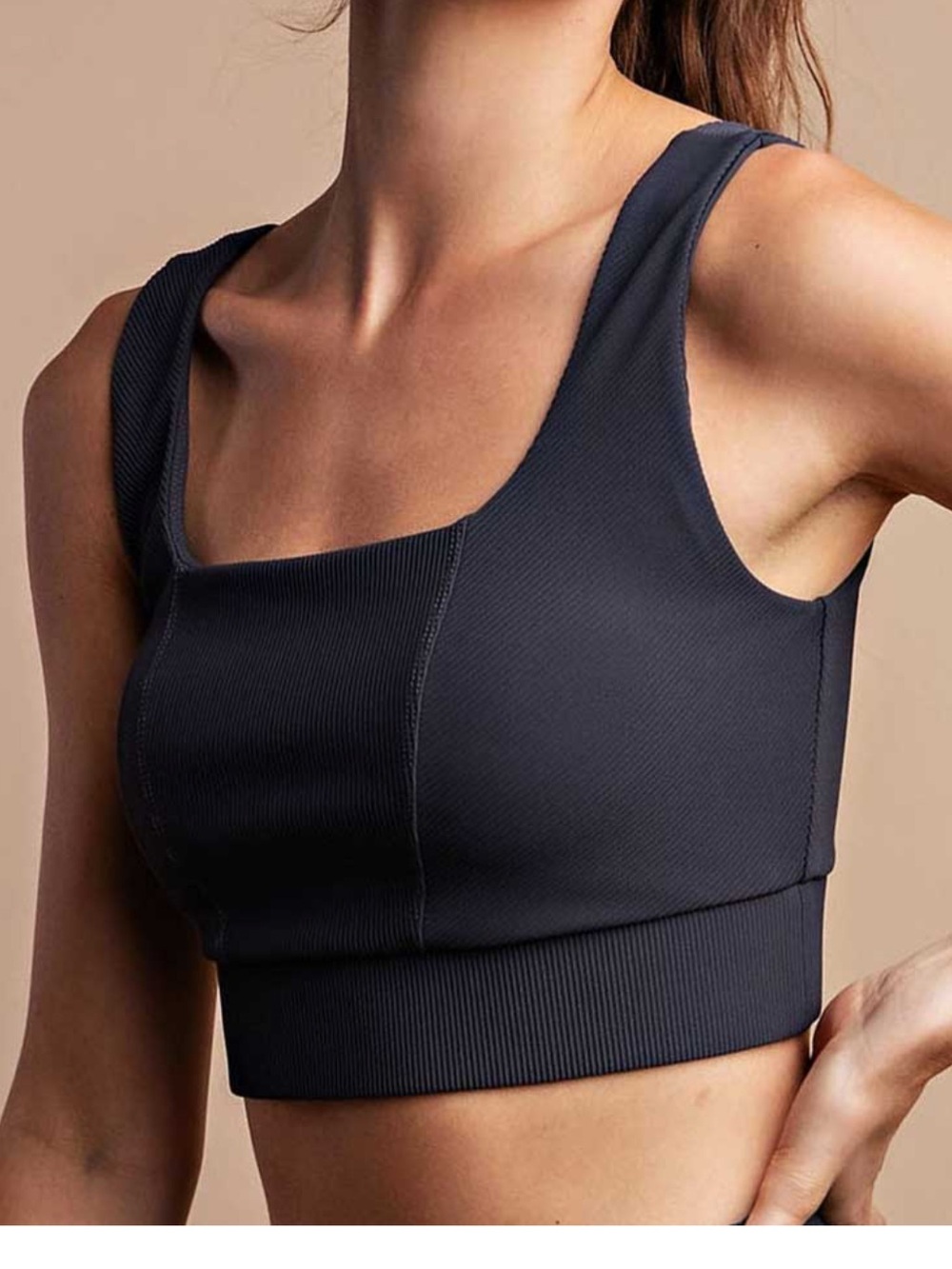 Rae Mode 9877 black plus size square sports bra 1x,2x,3x